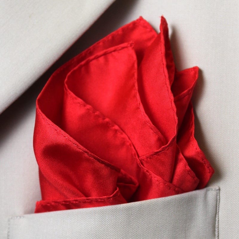 Royal Silk Fine Red Silk Twill Pocket Square for Men 100% Silk - Full-Sized 17"x17" - Image 4